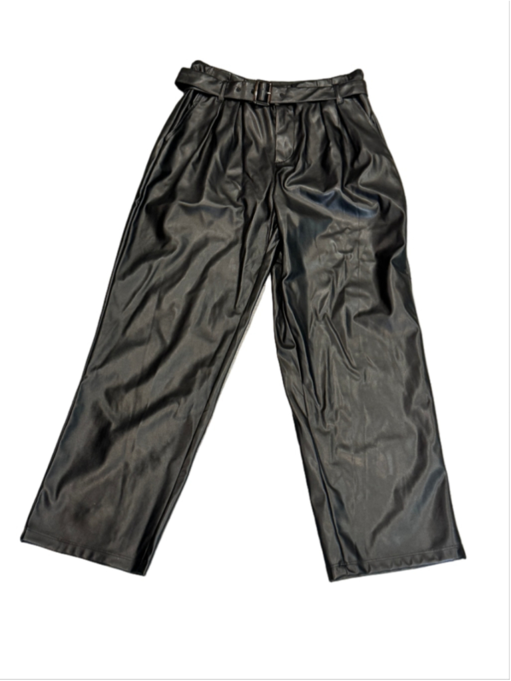 Who What Wear Black Belted Faux Leather Power Pants